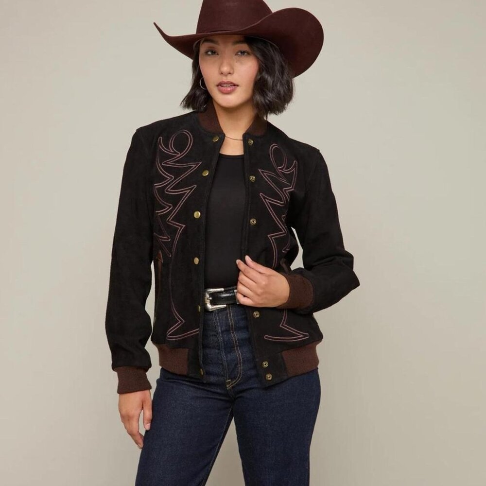 Brand New Lucchese Suede Bomber Jacket - M